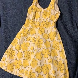 Yellow white and gray sleeveless dress